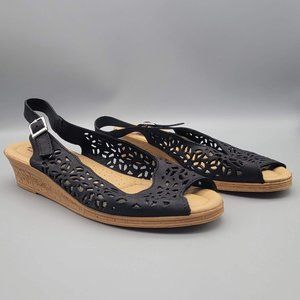 Leather Sling-back Wedge Sandal by Spring Step